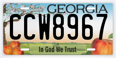 GA license plate CCW8967