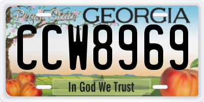 GA license plate CCW8969