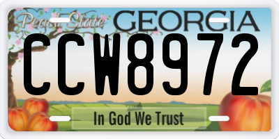 GA license plate CCW8972