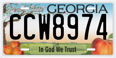 GA license plate CCW8974