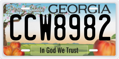 GA license plate CCW8982