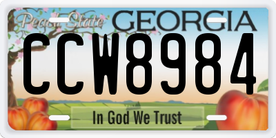 GA license plate CCW8984