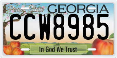 GA license plate CCW8985