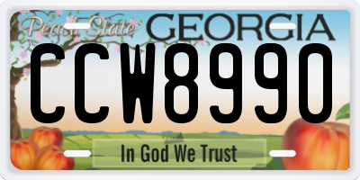 GA license plate CCW8990