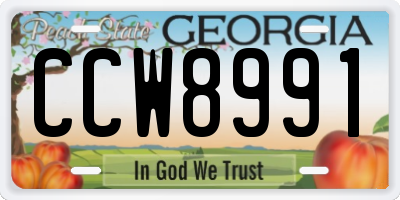 GA license plate CCW8991