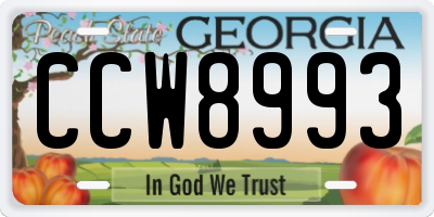 GA license plate CCW8993