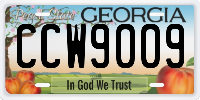 GA license plate CCW9009