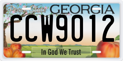 GA license plate CCW9012