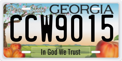 GA license plate CCW9015