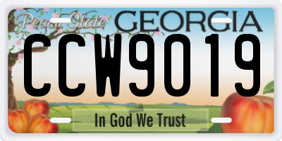 GA license plate CCW9019