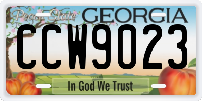 GA license plate CCW9023
