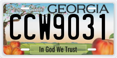 GA license plate CCW9031