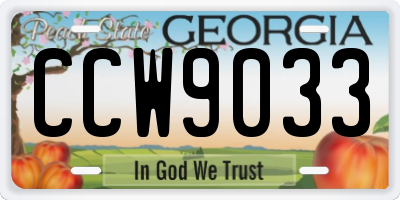 GA license plate CCW9033