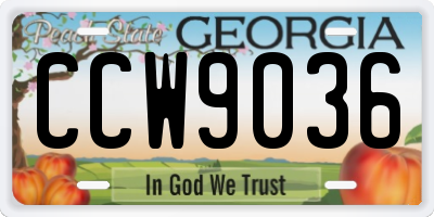 GA license plate CCW9036