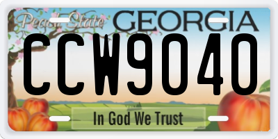 GA license plate CCW9040
