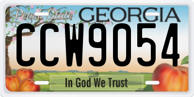 GA license plate CCW9054