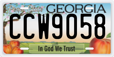 GA license plate CCW9058