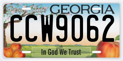 GA license plate CCW9062