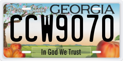 GA license plate CCW9070