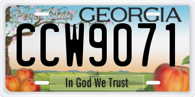 GA license plate CCW9071