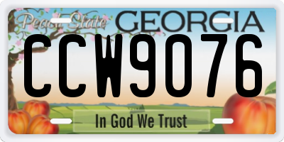 GA license plate CCW9076