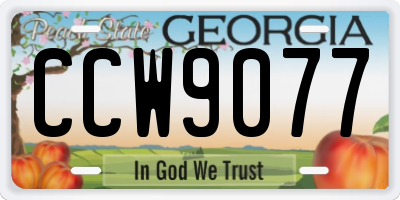 GA license plate CCW9077