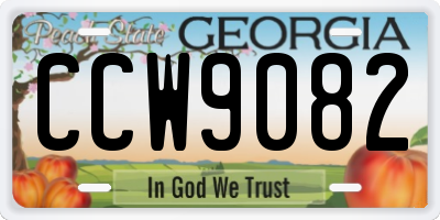 GA license plate CCW9082