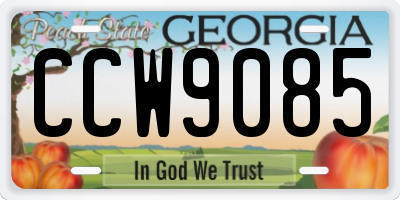 GA license plate CCW9085