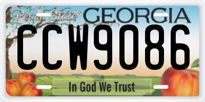GA license plate CCW9086