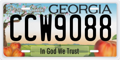 GA license plate CCW9088