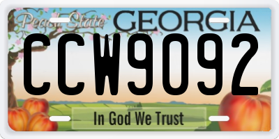 GA license plate CCW9092