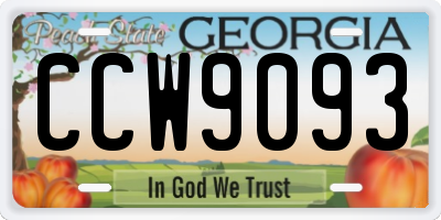 GA license plate CCW9093