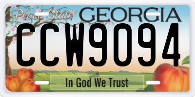 GA license plate CCW9094