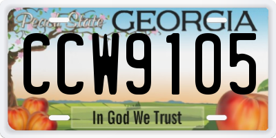 GA license plate CCW9105