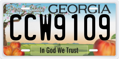 GA license plate CCW9109