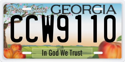GA license plate CCW9110