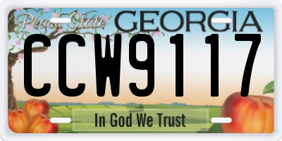 GA license plate CCW9117