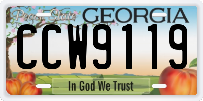GA license plate CCW9119
