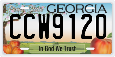 GA license plate CCW9120