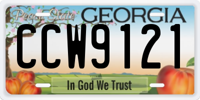 GA license plate CCW9121