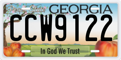 GA license plate CCW9122