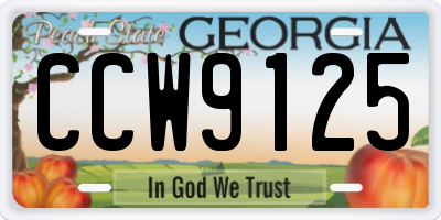 GA license plate CCW9125
