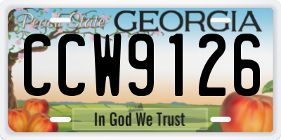 GA license plate CCW9126