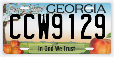 GA license plate CCW9129