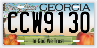 GA license plate CCW9130