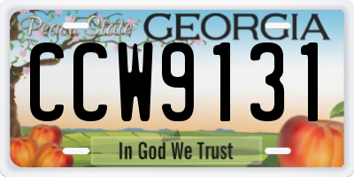 GA license plate CCW9131