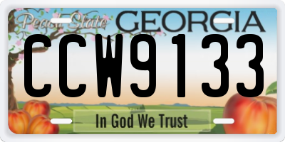 GA license plate CCW9133