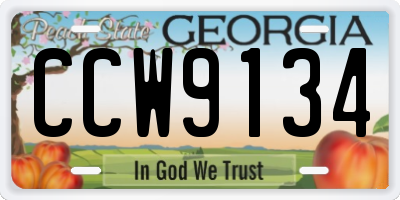 GA license plate CCW9134