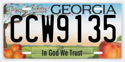 GA license plate CCW9135