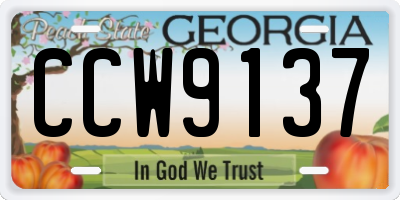 GA license plate CCW9137